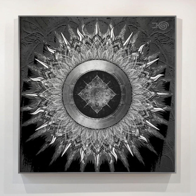 Black and Silver Mandala Print: Geometric Boho Zen Wall Art