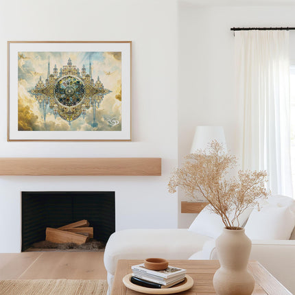Gloria- Mandala Wall Art,Large Sacred Geometry Spiritual Print, for Hotel Lobby, Office or Meditation Room