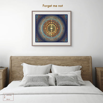 Rhodesian ForgetMeNot Mandala Art  Golden Sacred Geometry Wall Decor for Mindful Home