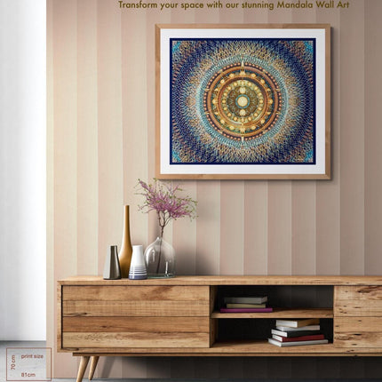 Rhodesian ForgetMeNot Mandala Art  Golden Sacred Geometry Wall Decor for Mindful Home