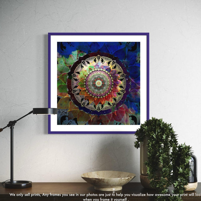 Floral Mandala Art Print | Sacred Geometry, Spiritual Decor