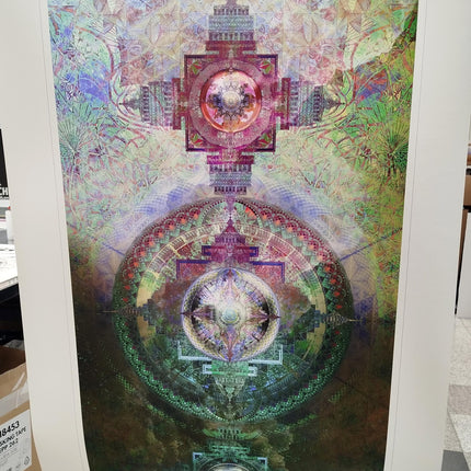 Sri Yantra inspired Mandala Wall Art, Large Sacred Geometry Spiritual Print, for Living Room, Bedroom or Yoga Studio, Zen fusion