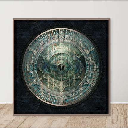 Teal Mandala Wall Art, Large Sacred Geometry Spiritual Print, for Hotel Lobby, Office or Meditation Room
