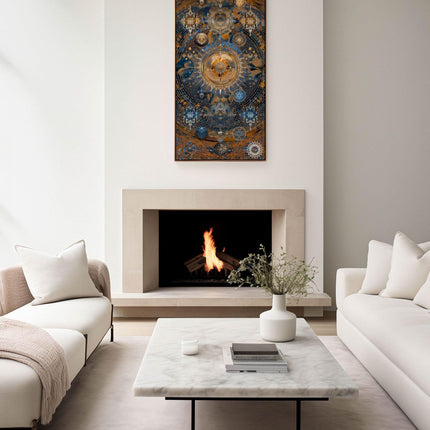 Bronze-Blue Mandala Art Print: Celestial Mandala Constellations  Sacred Geometry Wall Art