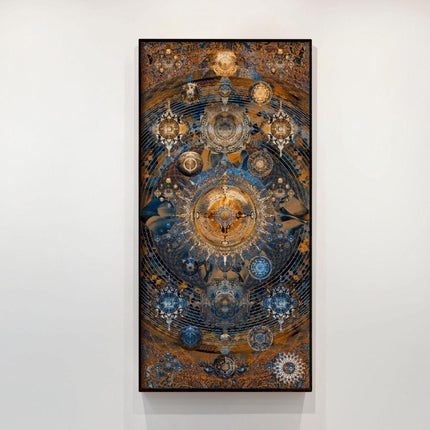 Blue Bronze Mandala — panoramic statement print