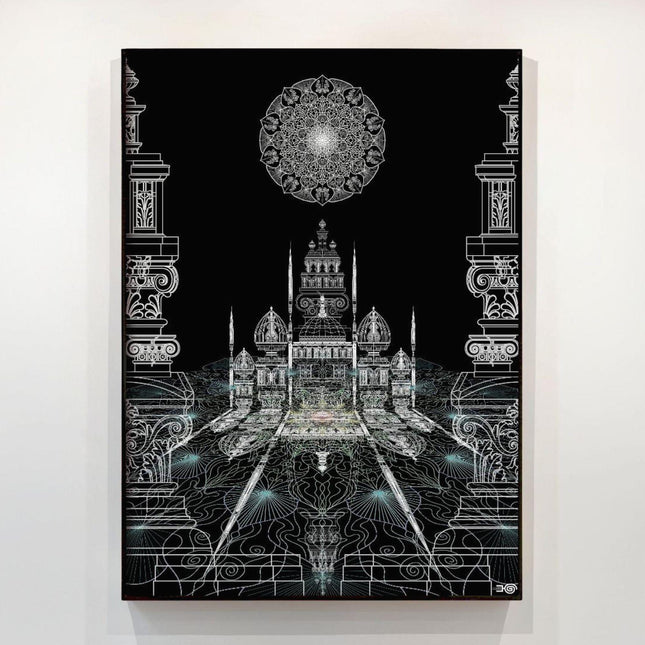 Celestial Mandala Palace  Black & White Sacred Architecture