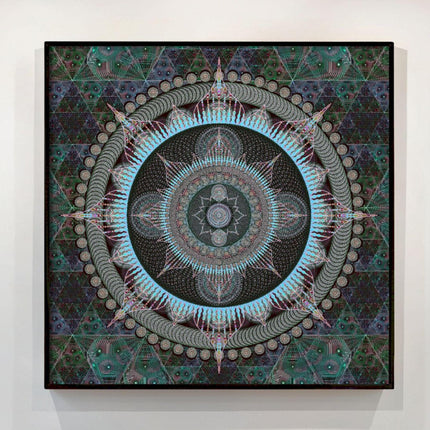 Aquamarine Mandala Wall Print, Sacred Geometry Artwork, Ocean Blue Spiritual Decor, Meditation Poster