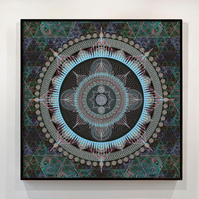 Aquamarine Mandala Wall Print, Sacred Geometry Artwork, Ocean Blue Spiritual Decor, Meditation Poster