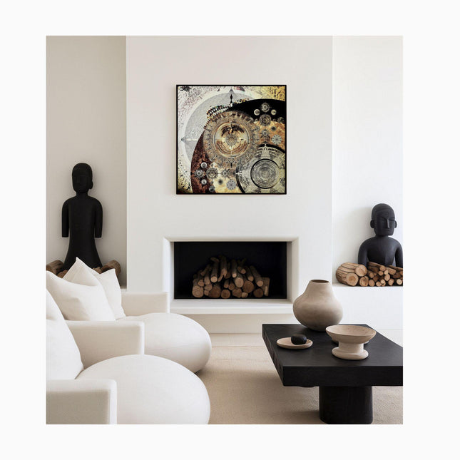 Golden Celestial Mandala Realms  Cosmic Sacred Geometry Wall Art-Boho Sanctuary Decor