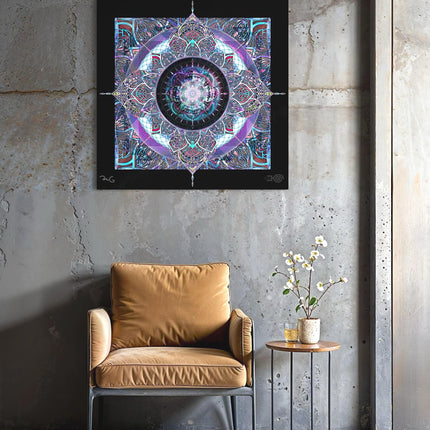 Teal Lilac Mandala Print  Sacred Geometry Boho Wall Art Poster