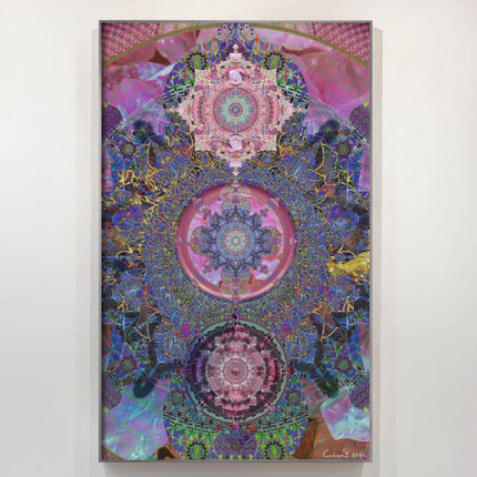 Pink Chakra Mandala Wall Art, Large Sacred Geometry Psychedelic Print, for Office, Living Room or Meditation Space