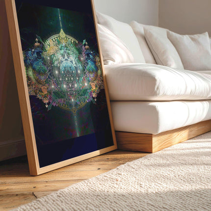 Alameida Luminous Dream Portal  Teal Gold Sacred Mandala Wall Art for Meditation & Spiritual Home Décor