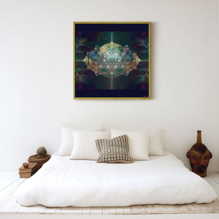 Alameida Luminous Dream Portal  Teal Gold Sacred Mandala Wall Art for Meditation & Spiritual Home Décor