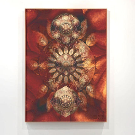 Luminous Bloom - Metallic Sacred Mandala Print, Spiritua Yoga Wall Art, Meditation Living Room Decor