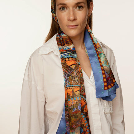 Boho Chic Style, Mandala Silk Scarf, Mandala Art Shawl, Limited Edition Italian Design Gift for Her