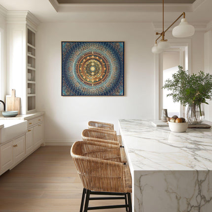Rhodesian ForgetMeNot Mandala Art  Golden Sacred Geometry Wall Decor for Mindful Home