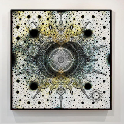 Mystic Monochrome Mandala Wall Art Print  Black White Sacred Geometry Boho Decor, Cosmic Abstract