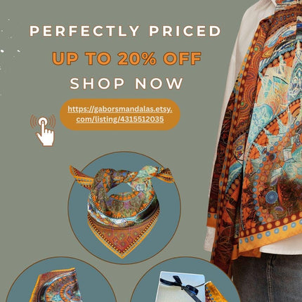 Mandala Silk Scarf, Designer Italian Silk, Limited Edition (90cm)
