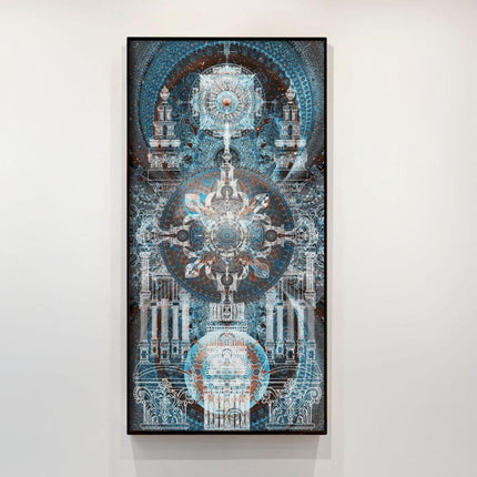 Mandala Crystal Temple -Architecture Wall Art Print, geometric design