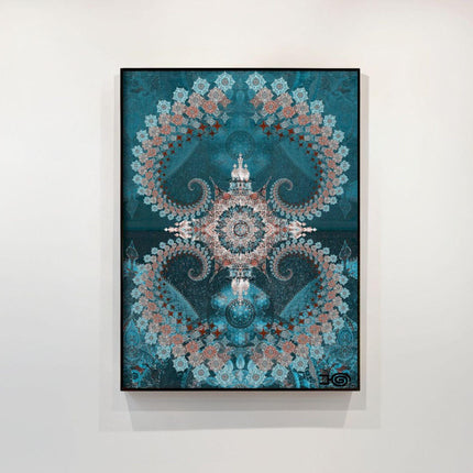 Nijananda Mandala Art Print, Teal Turquoise Sacred Geometry Wall Art, Boho Spiritual Home Decor