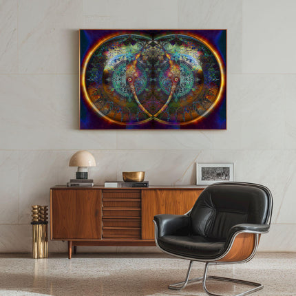 Twin Flames Mandala Art Print: Psychedelic Galaxy Home Decor