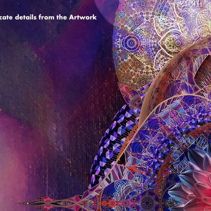 Blue Purple Lotus Mandala Wall Art, Large Sacred Geometry Cosmic Print, for Living Room, Bedroom or Yoga Studio