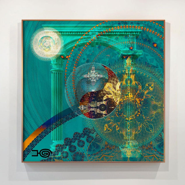 Atlantis Temple of Light  Turquoise & Gold Mandala Portal Sacred Geometry Wall Decor