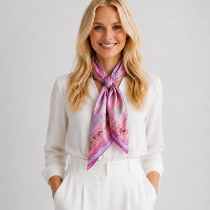 Pink Mandala Silk Scarf, Mandala Art Shawl, Limited Edition Italian Design Gift for Her