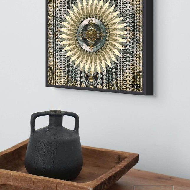 Gold Silver Mandala Wall Art, Large Sacred Geometry Spiritual Print, for Yoga Studio, Office or Living Room