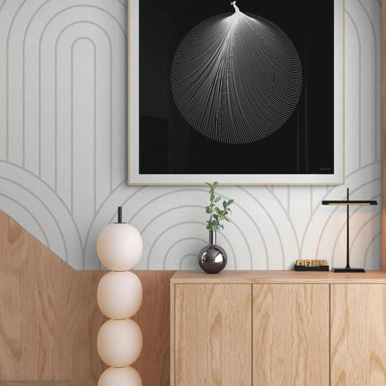 White Peacock Mandala Wall Art, Large Sacred Geometry Minimalist Print, for Yoga Studio, Office or Living Room