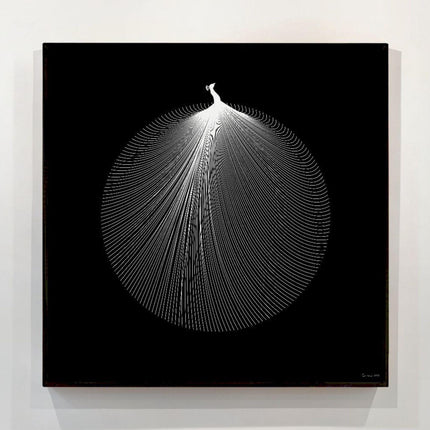 White Peacock Mandala Wall Art, Large Sacred Geometry Minimalist Print, for Yoga Studio, Office or Living Room