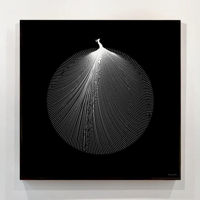 White Peacock Mandala Wall Art, Large Sacred Geometry Minimalist Print, for Yoga Studio, Office or Living Room