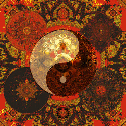 Yin Yang Mandala Wall Art, Large Sacred Geometry Spiritual Print, for Hotel Lobby, Office or Meditation Room