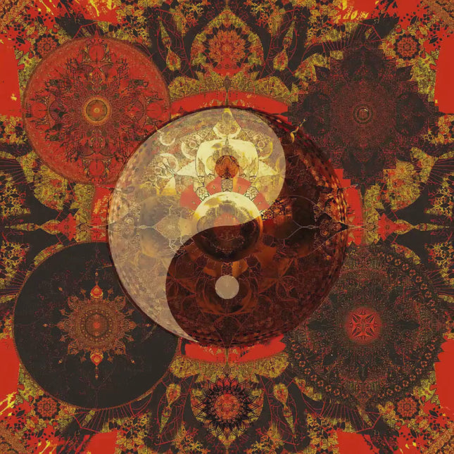 Yin Yang Mandala Wall Art, Large Sacred Geometry Spiritual Print, for Hotel Lobby, Office or Meditation Room