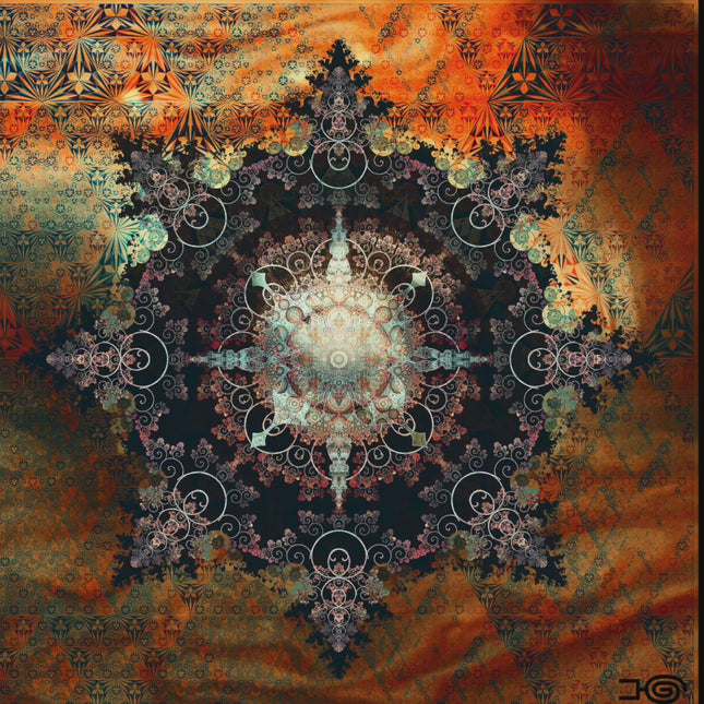 Orange Mandala Wall Art, Large Sacred Geometry Spiritual Print, for Office, Living Room or Meditation Space