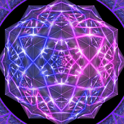 Violet Mandala Wall Art, Large Sacred Geometry Psychedelic Print, for Living Room, Bedroom or Yoga Studio