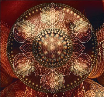 Luminous Bloom - Metallic Sacred Mandala Print, Spiritua Yoga Wall Art, Meditation Living Room Decor