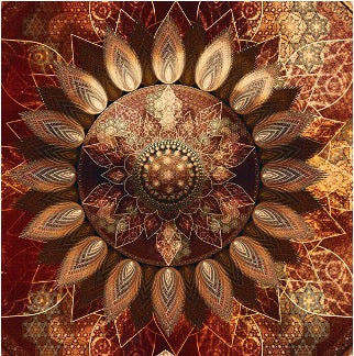 Luminous Bloom - Metallic Sacred Mandala Print, Spiritua Yoga Wall Art, Meditation Living Room Decor